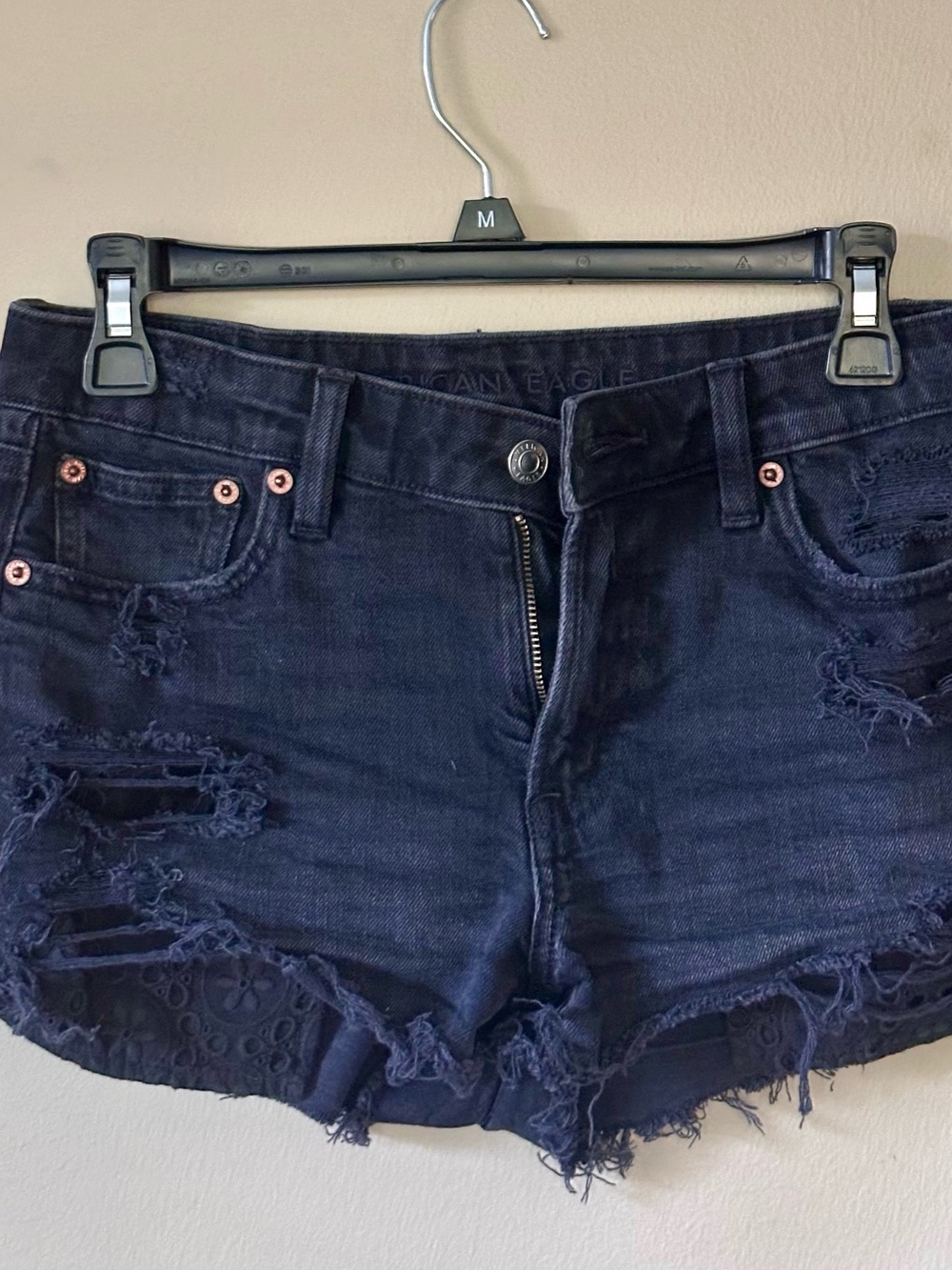 NWOT American Eagle Outfitters Black Distressed Denim Shorts